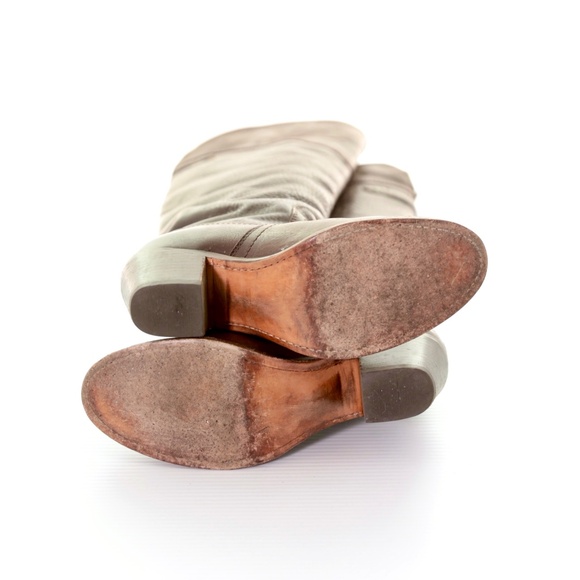 Frye Jane Tall Cuff Over The Knee Brown Leather Heel Cowboy Boots Womens 6M Boho - Picture 10 of 10